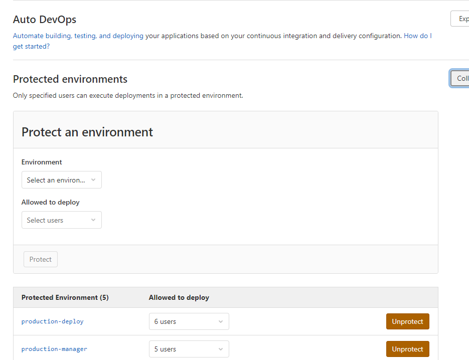 gitlab protected environments